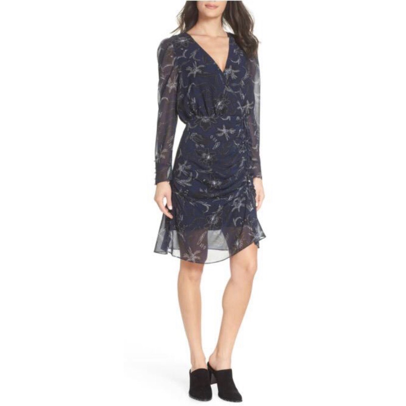 Sam Edelman Floral Chiffon Faux Wrap Dress